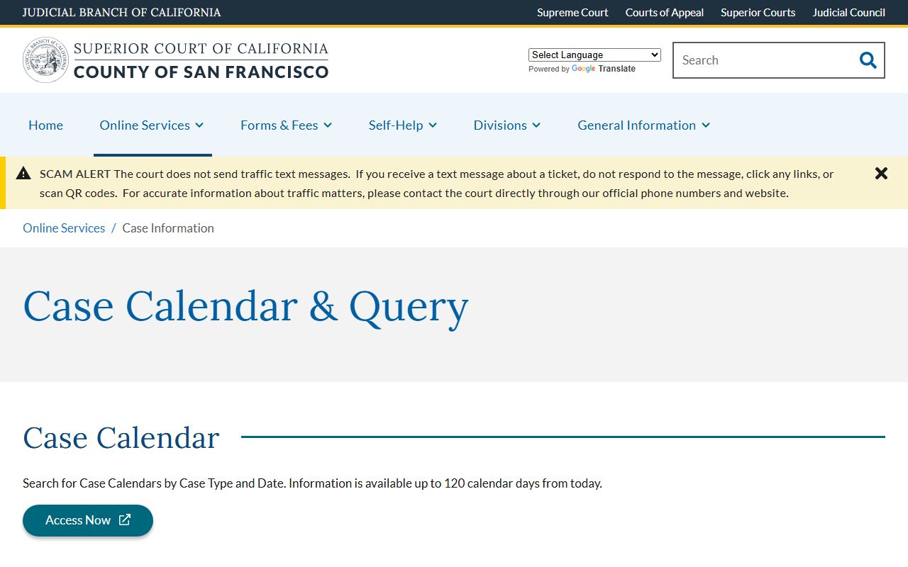 San Francisco County court records after jail arrest case information page